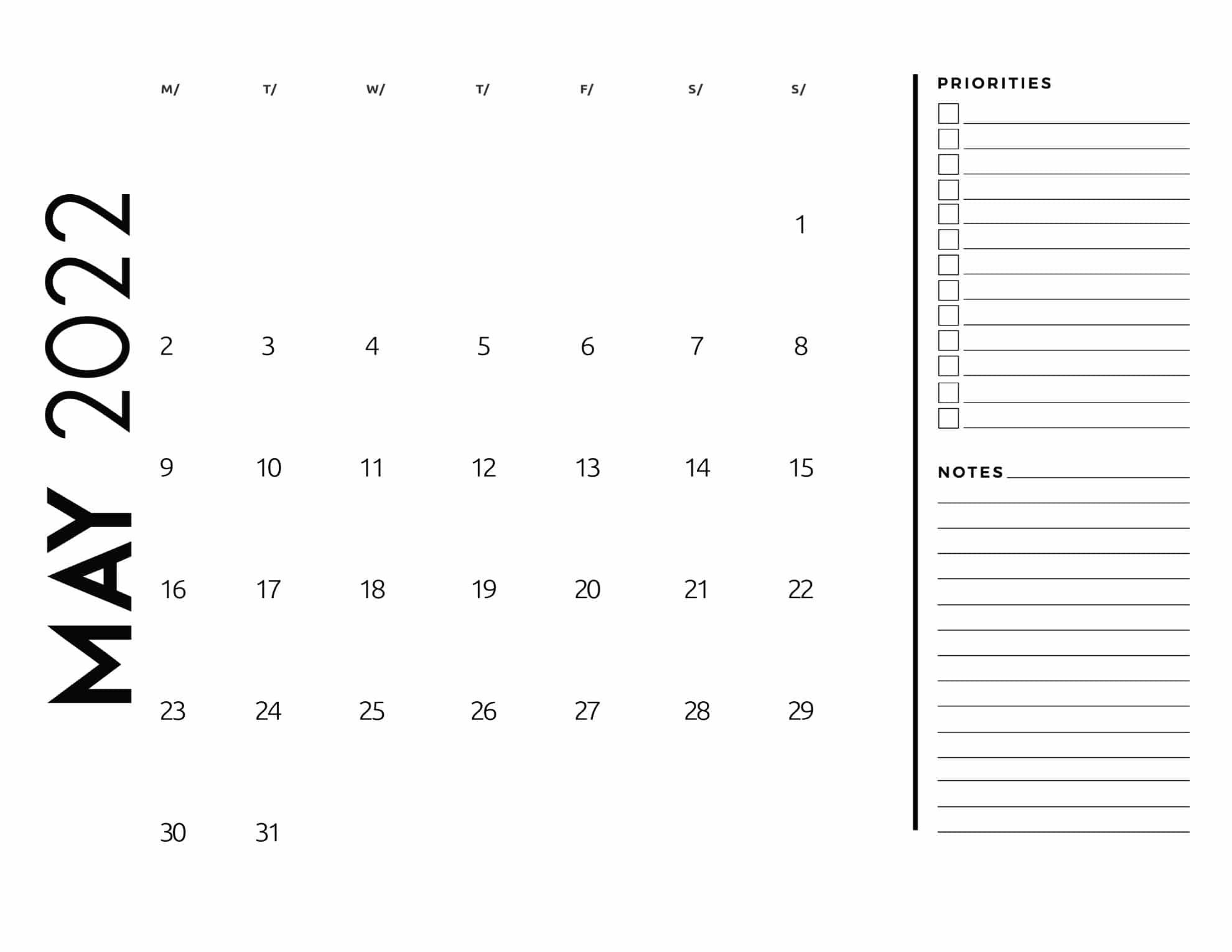 calendario 2022 basico com anotacoes maio