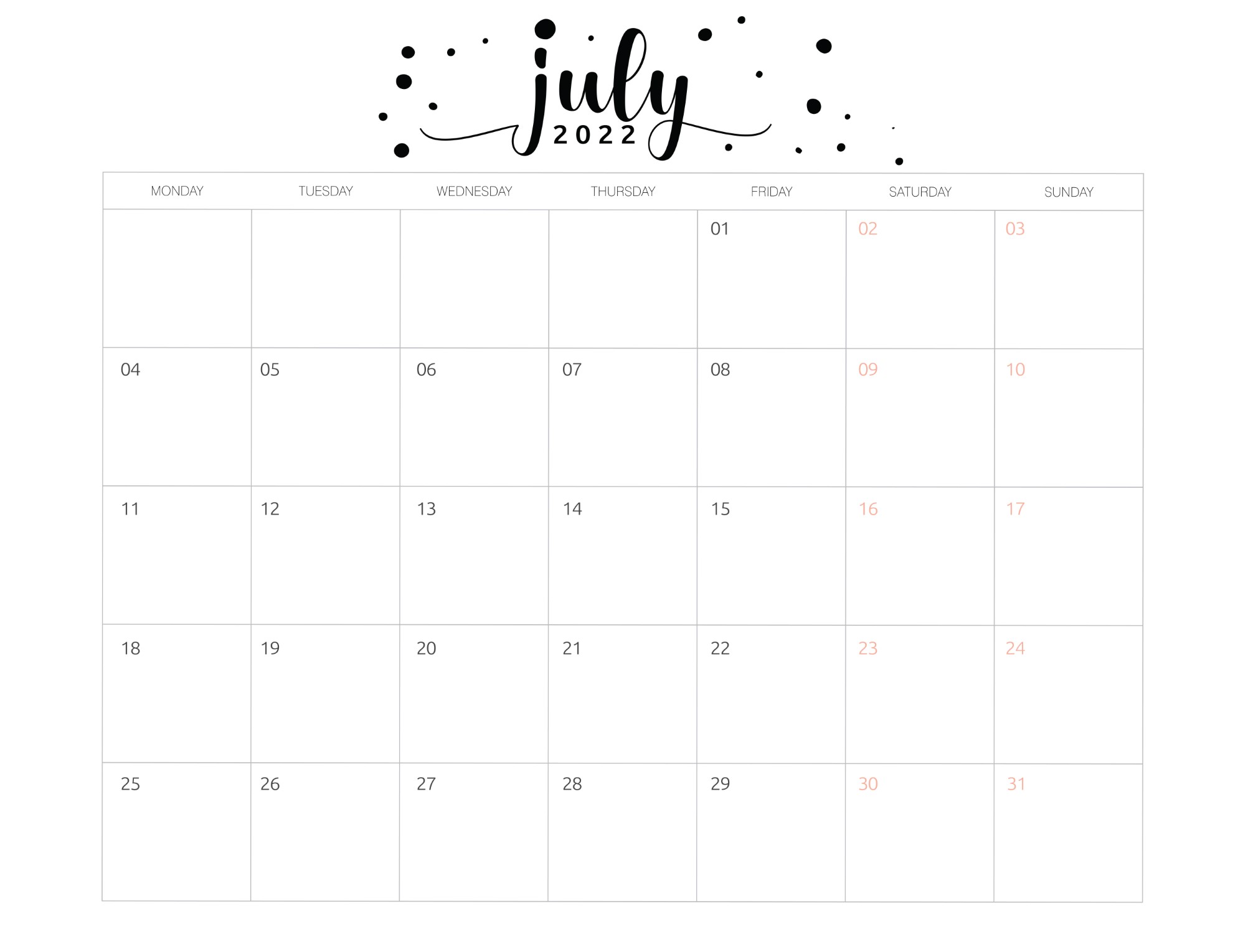 calendario 2022 basico julho