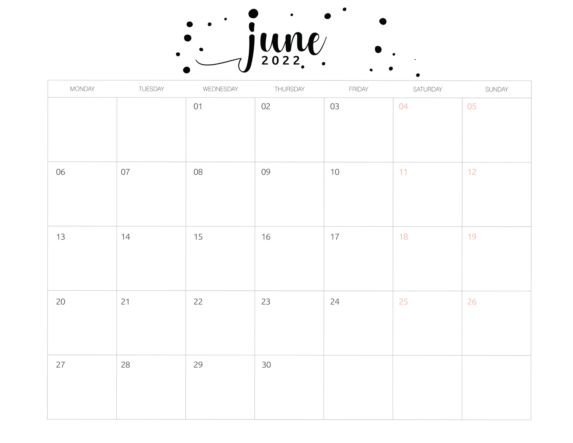 calendario 2022 basico junho