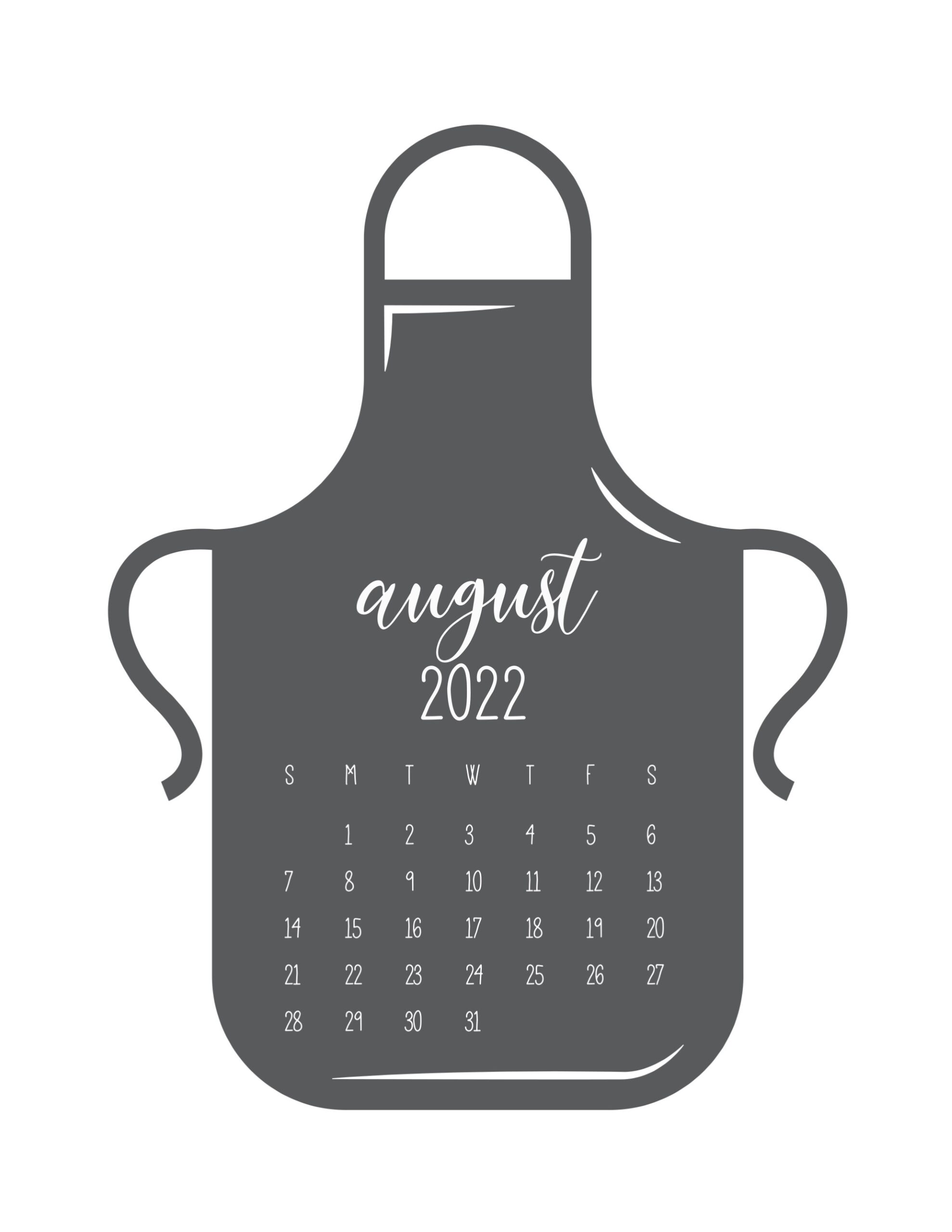 calendario 2022 cozinha agosto