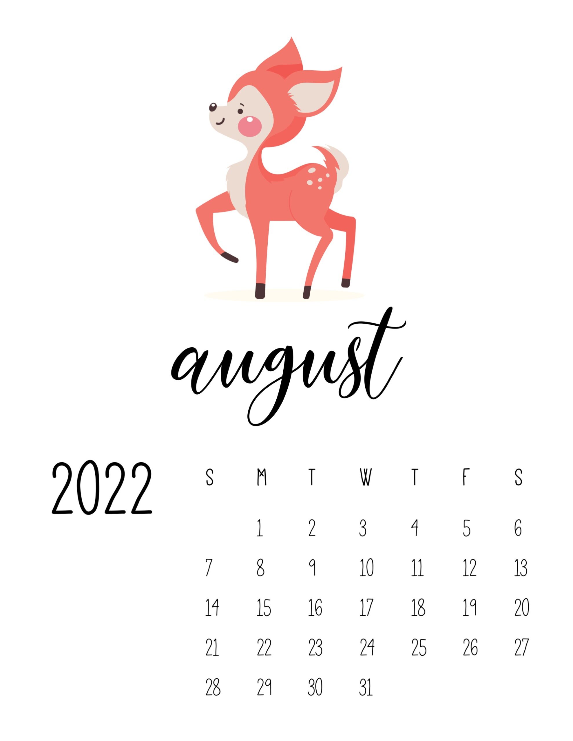 calendario 2022 vida selvagem agosto