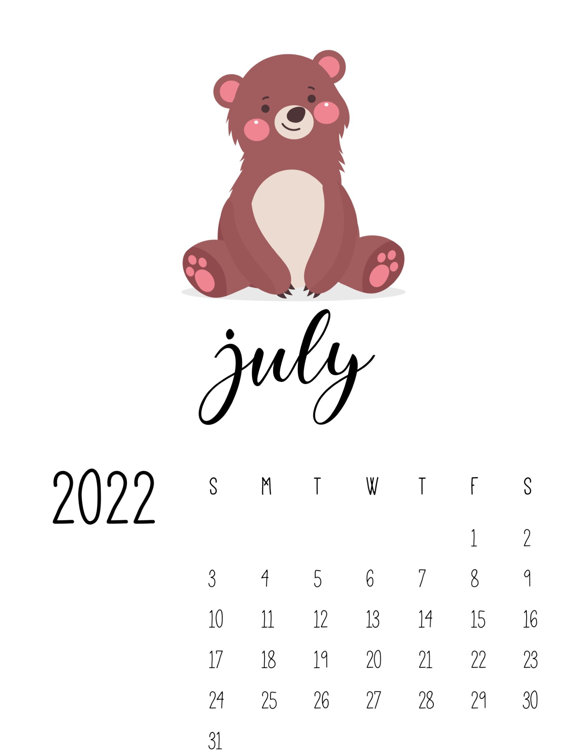 calendario 2022 vida selvagem julho