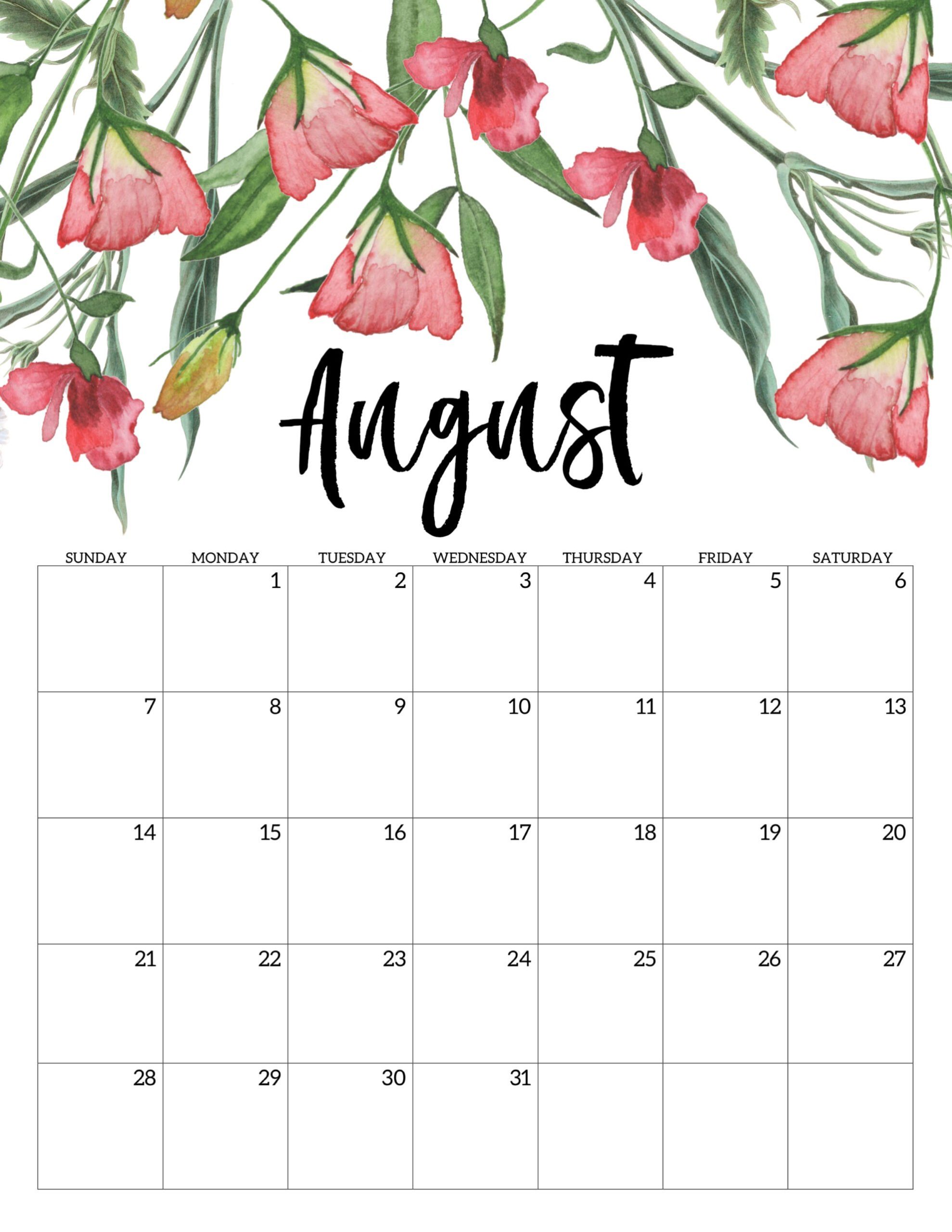 Calendario 2022 Floral Agosto 1