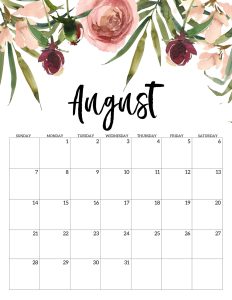 Calendario 2022 Floral Agosto