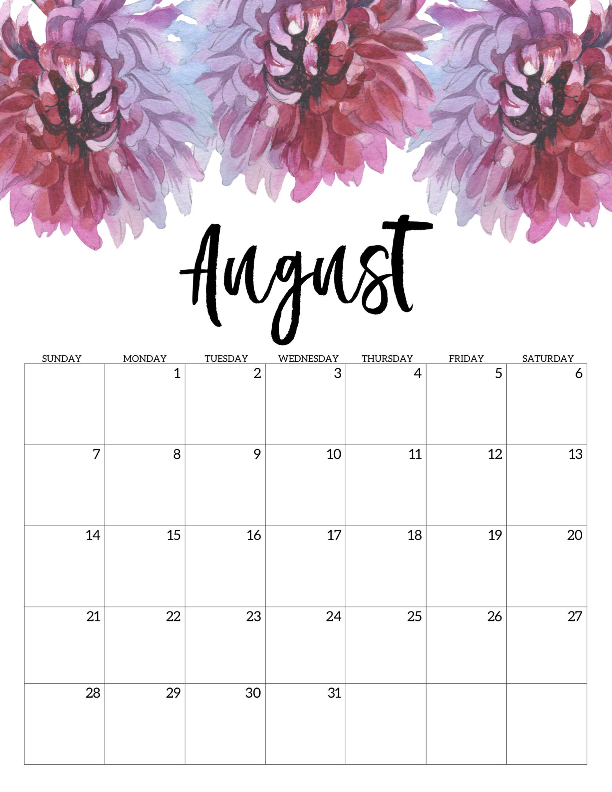 Calendario 2022 Floral Agosto 3
