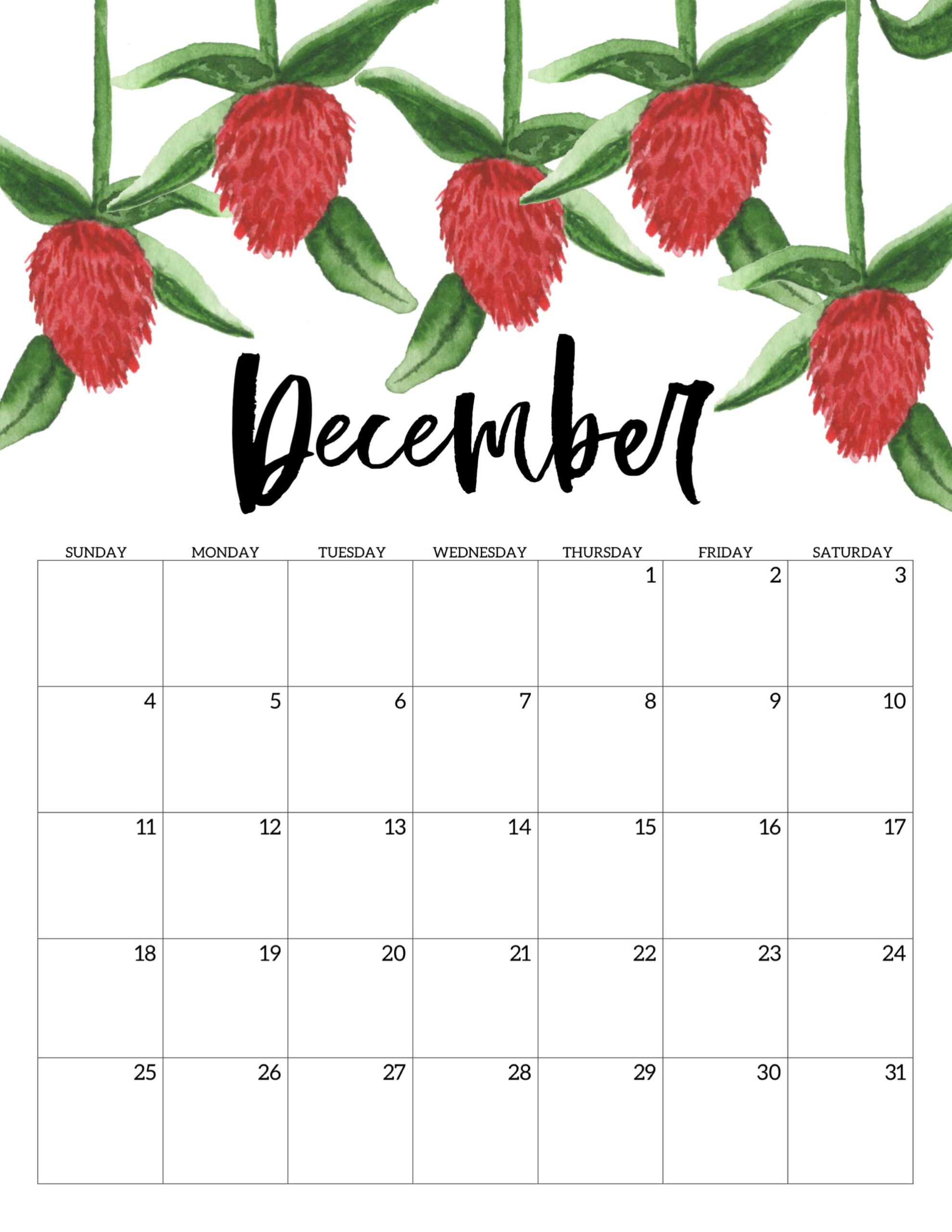 Calendario 2022 Floral Dezembro 1