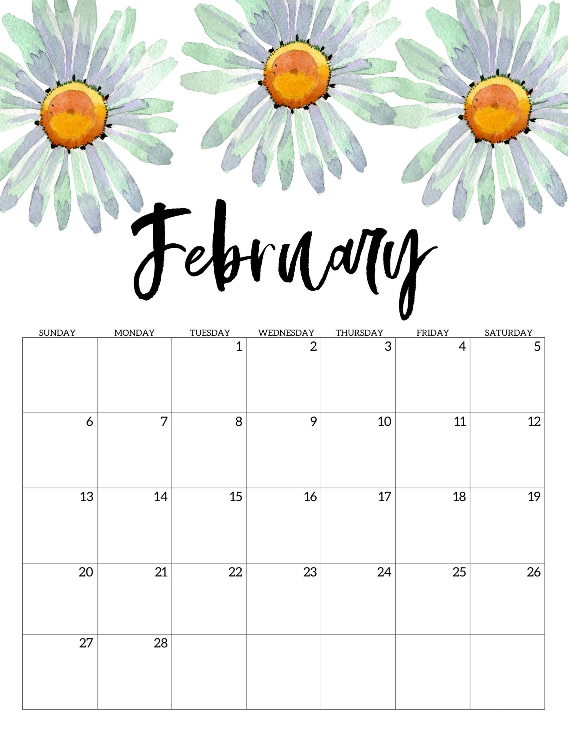 Calendario 2022 Floral Fevereiro 2