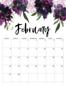 Calendario 2022 Floral Fevereiro