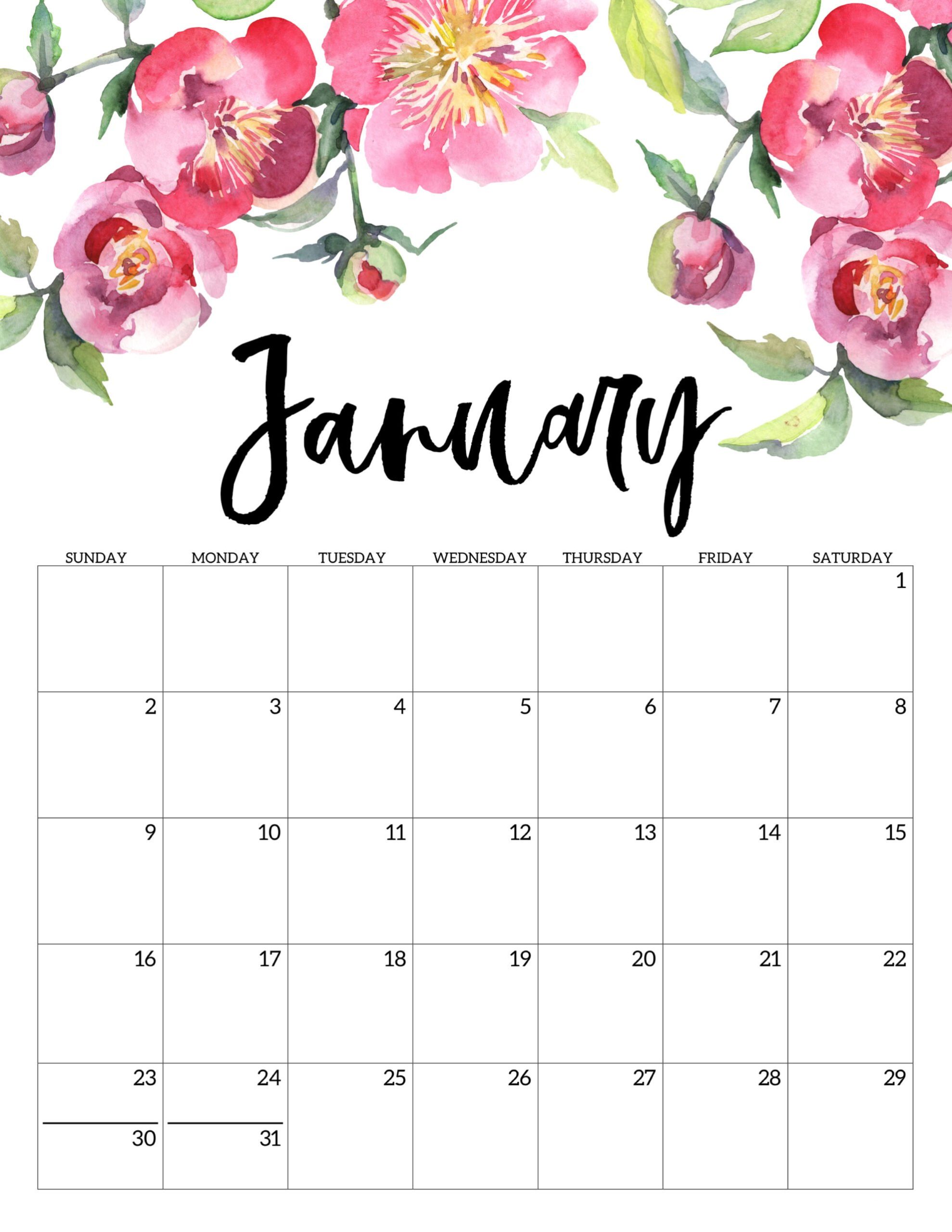 Calendario 2022 Floral Janeiro 1