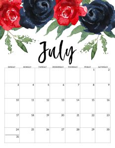 Calendario 2022 Floral Julho