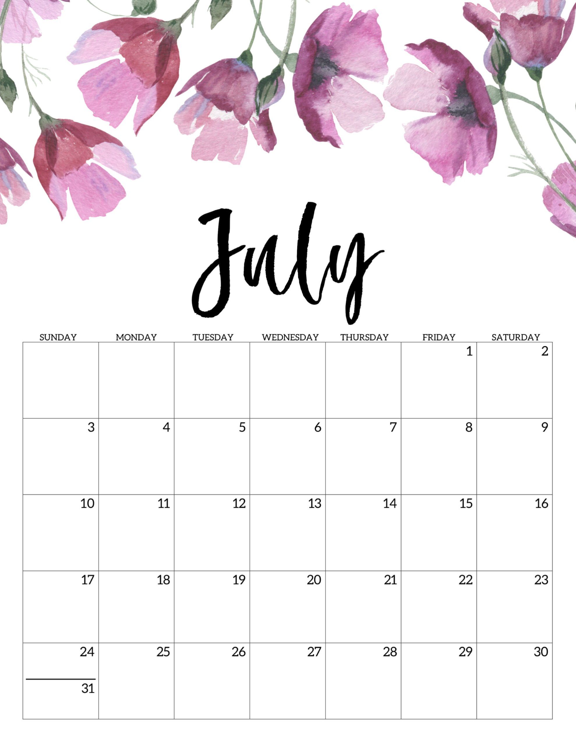 Calendario 2022 Floral Julho 3