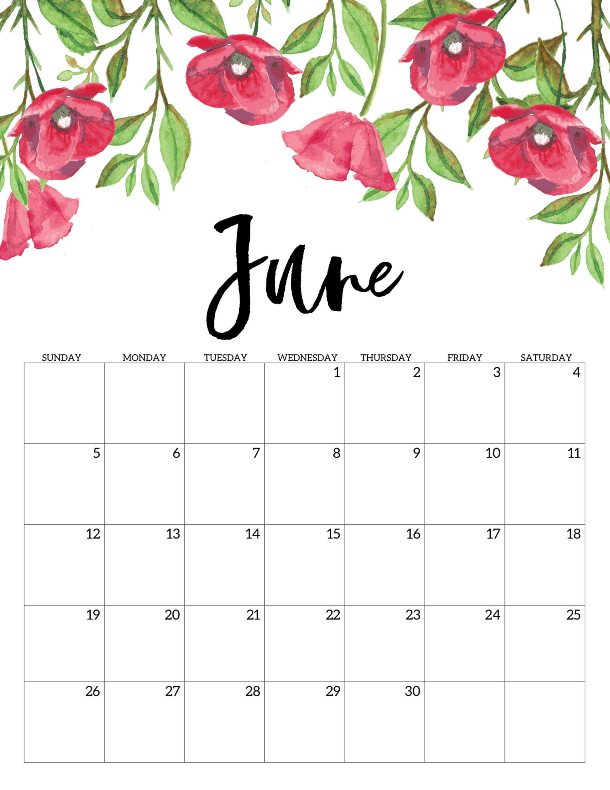 Calendario 2022 Floral Junho 2