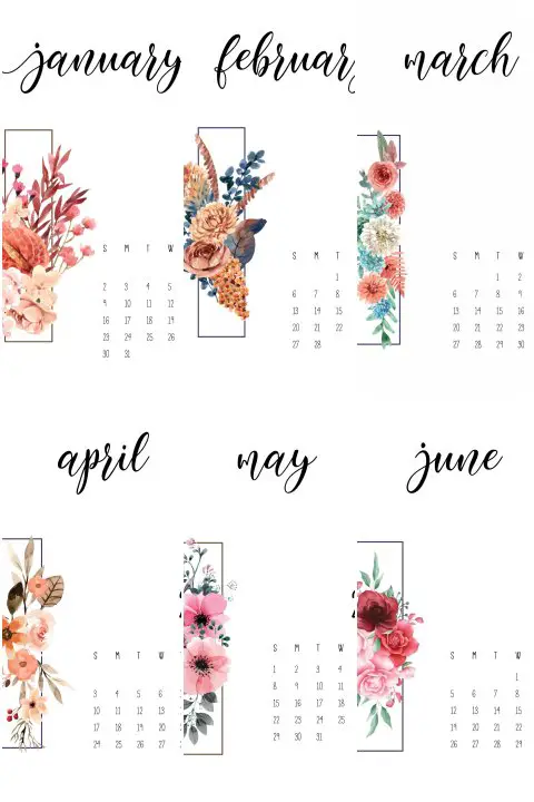 Calendario 2022 Floral Modelo 6