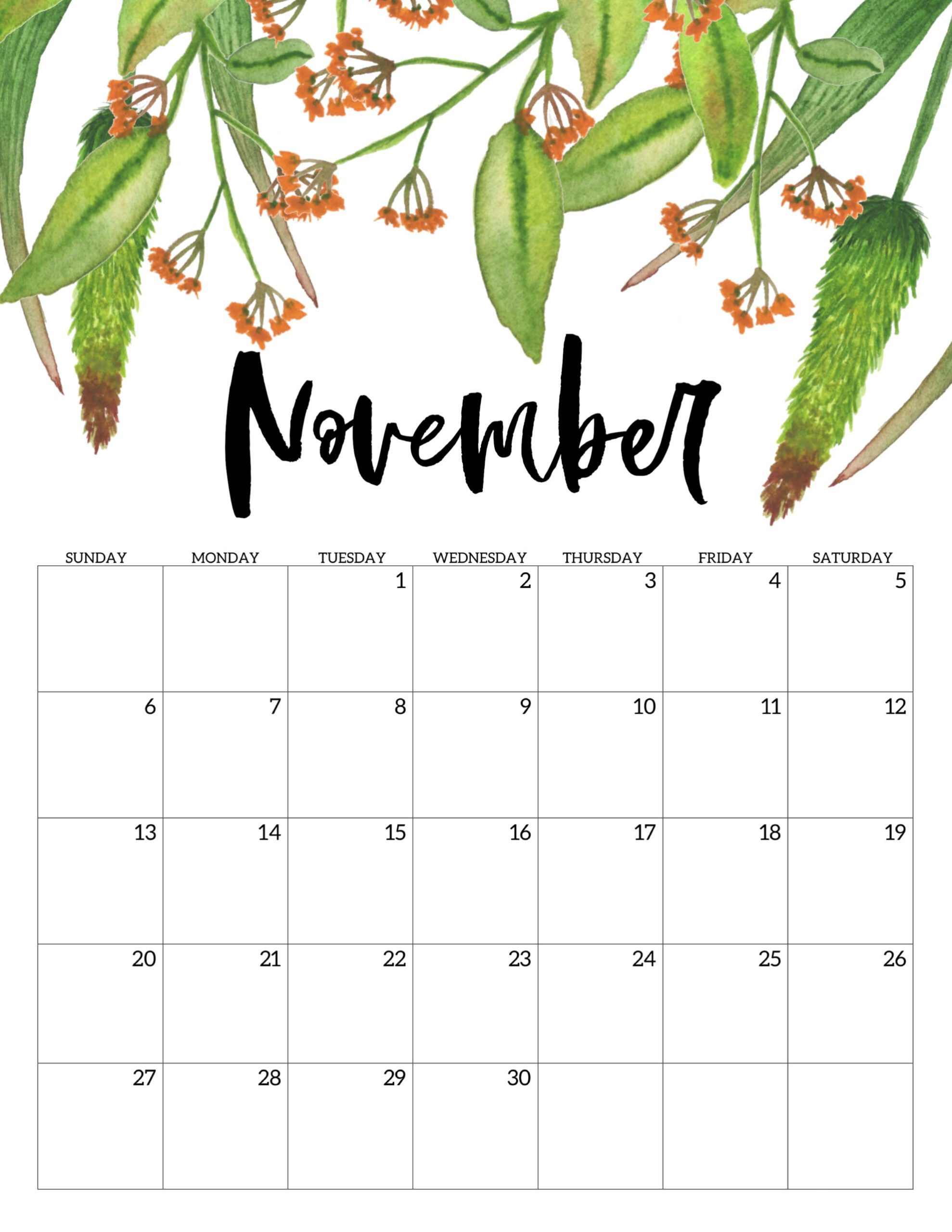 Calendario 2022 Floral Novembro 1