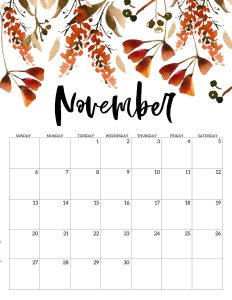 Calendario 2022 Floral Novembro