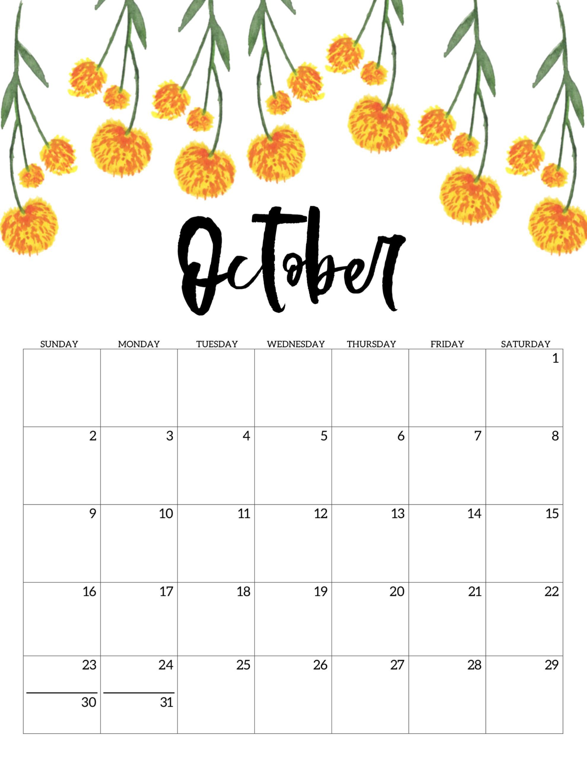 Calendario 2022 Floral Outubro 1