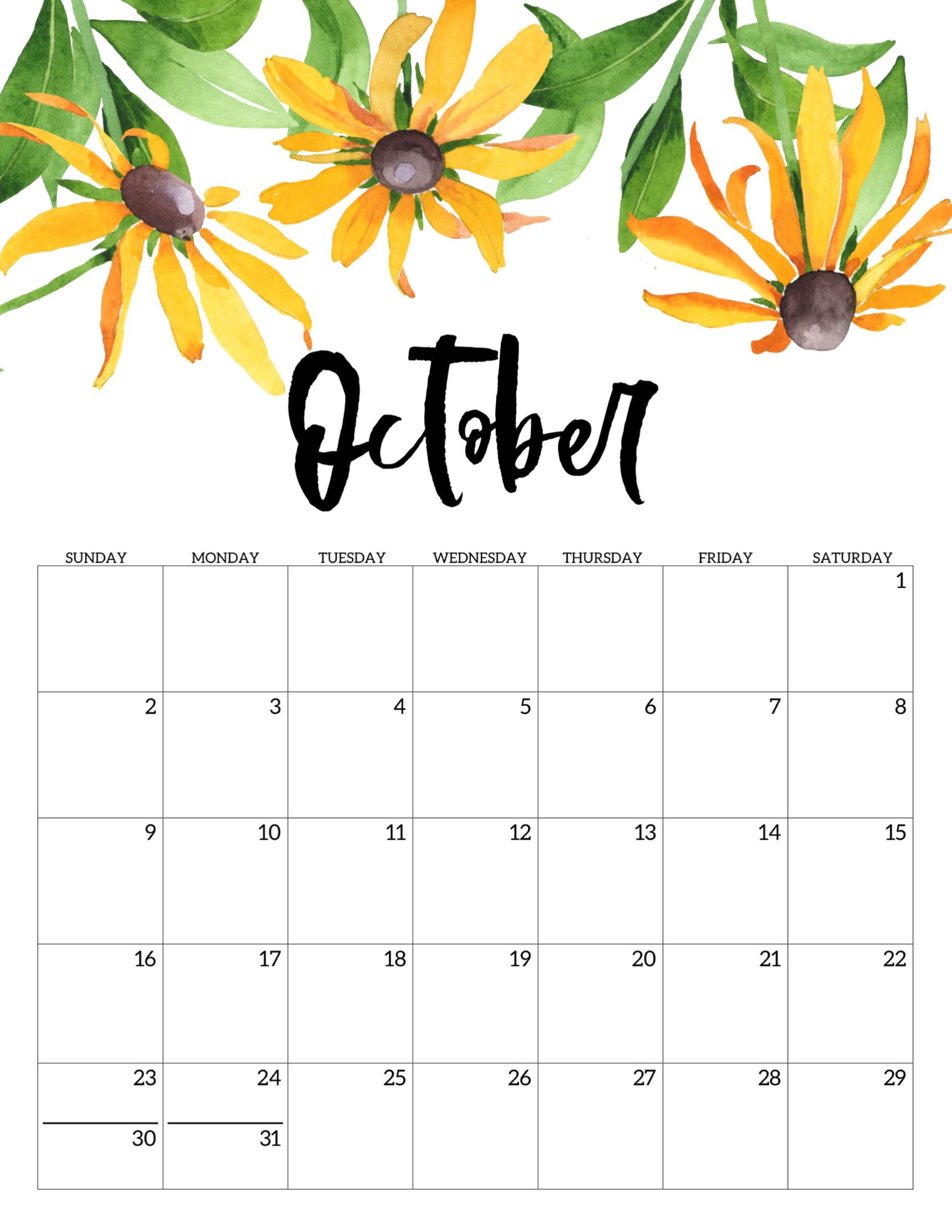 Calendario 2022 Floral Outubro 2