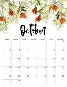 Calendario 2022 Floral Outubro