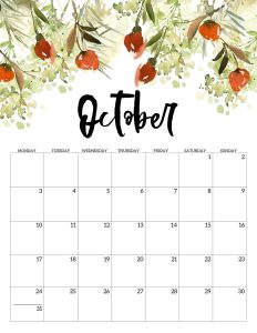 Calendario 2022 Floral Outubro 4