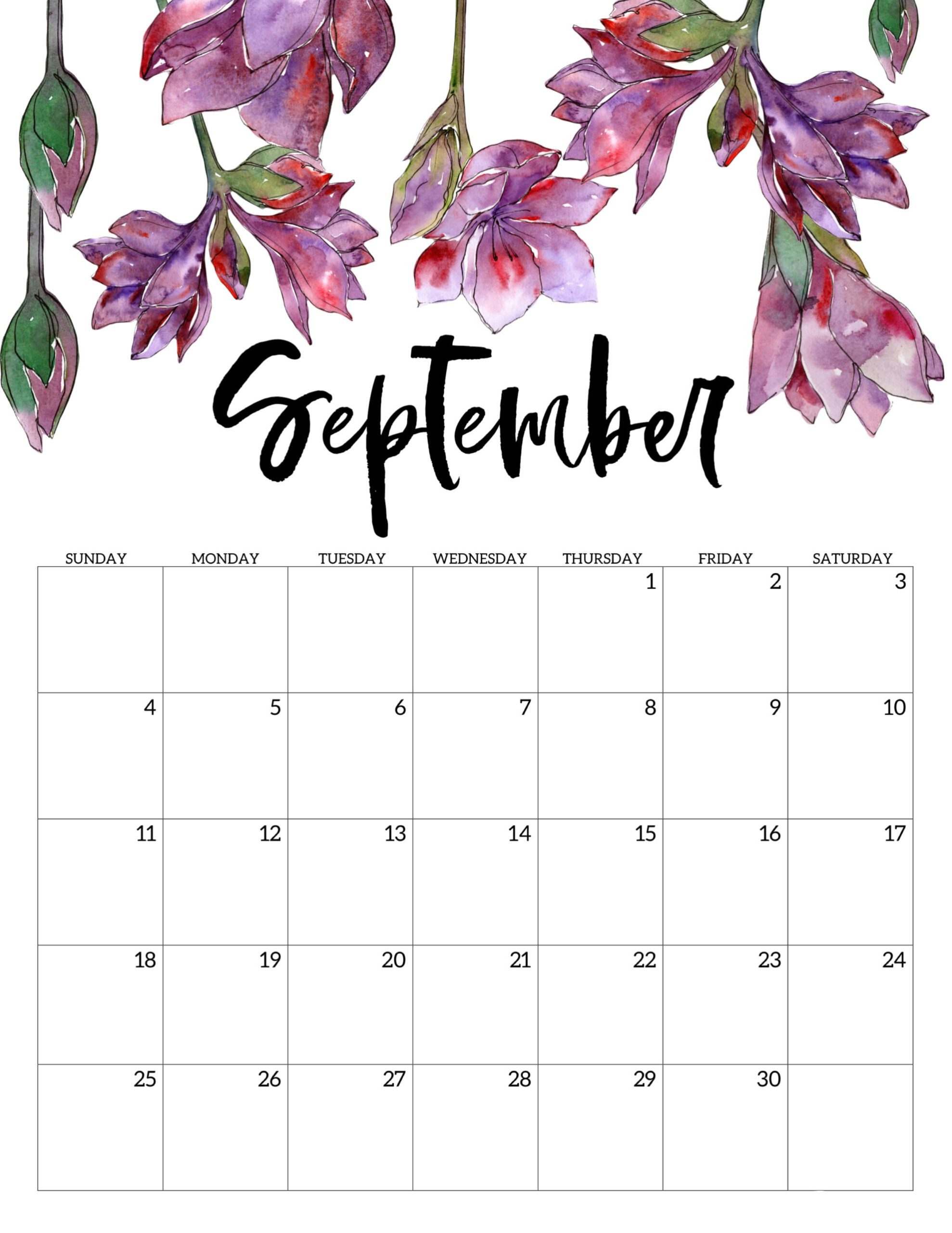 Calendario 2022 Floral Setembro 2
