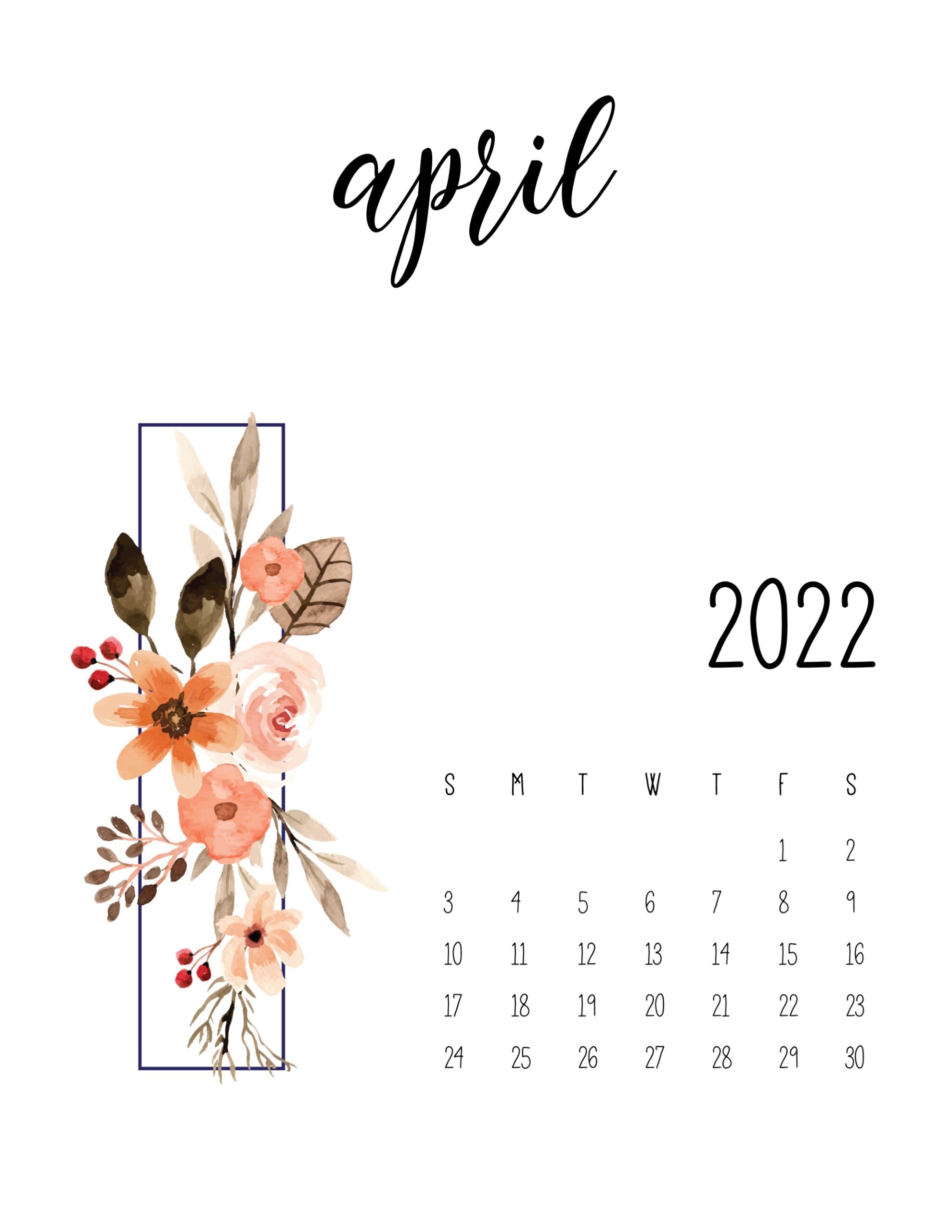 Calendario 2022 Floral abril 5