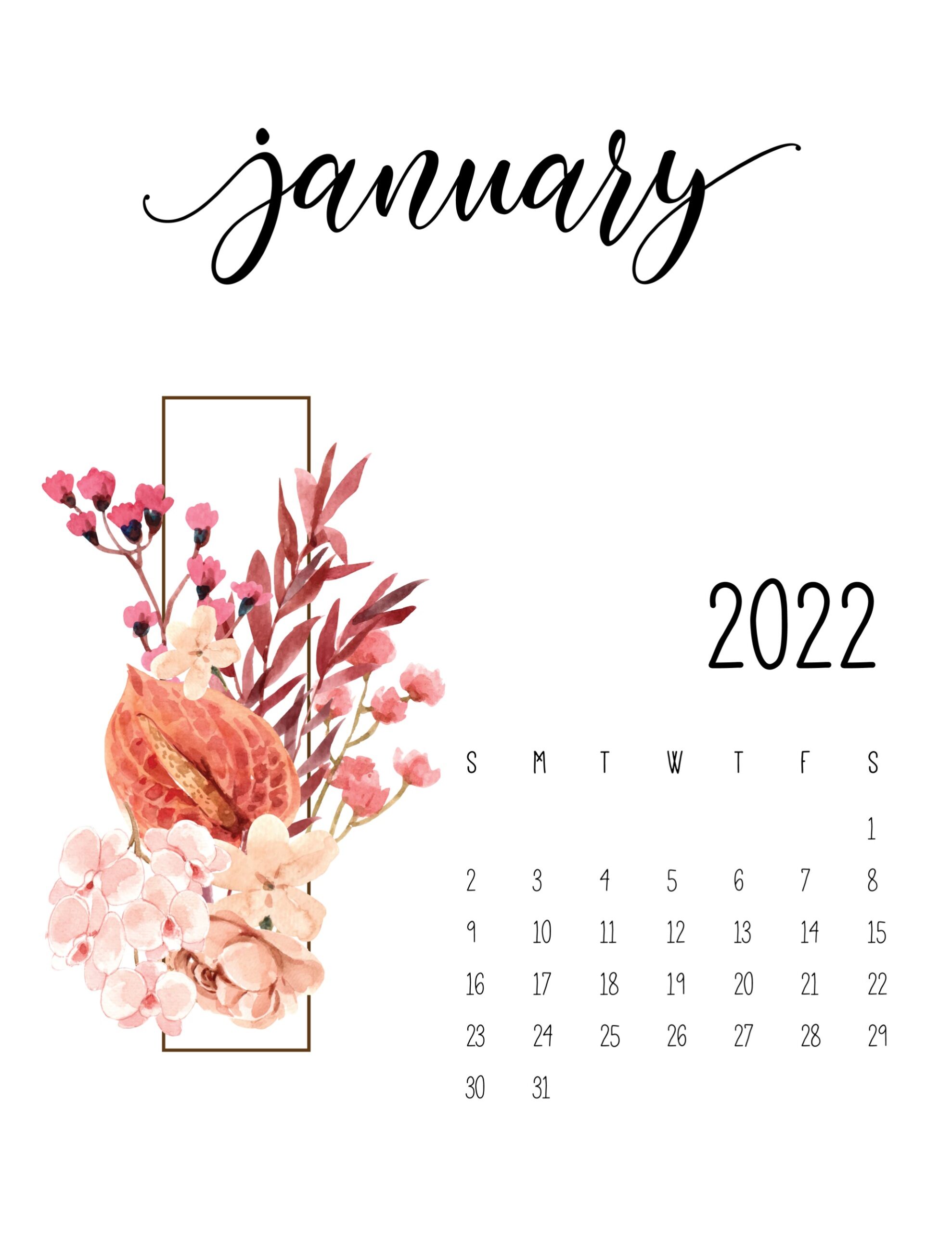 Calendario 2022 Floral janeiro 5