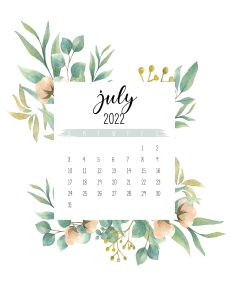 Calendario 2022 Floral julho 6