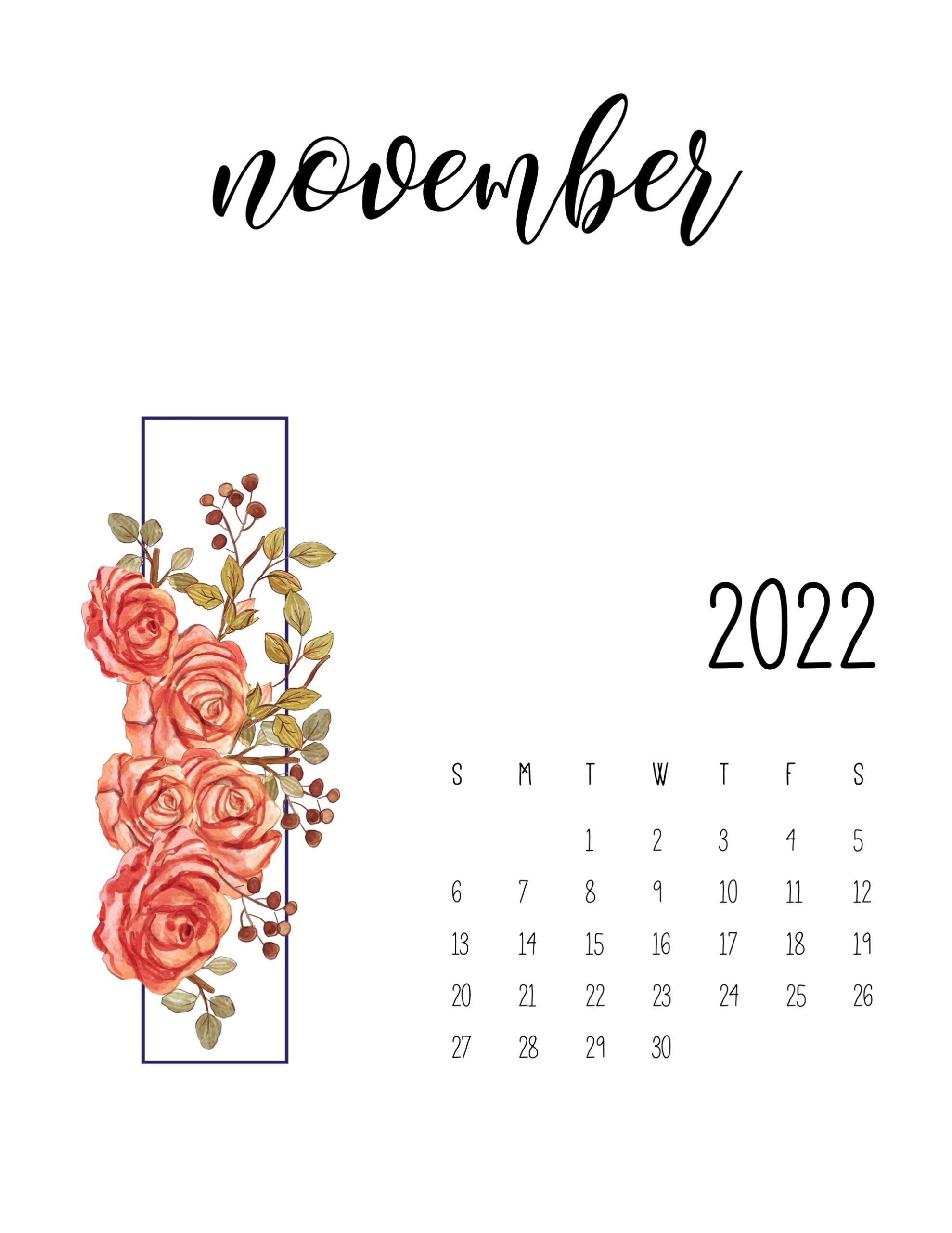 Calendario 2022 Floral novembro 5