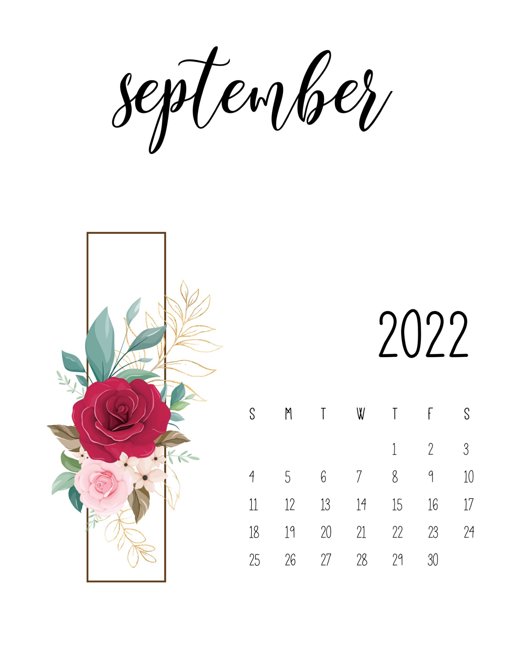 Calendario 2022 Floral setembro 5