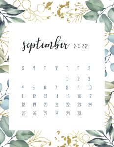 Calendario 2022 folhas setembro