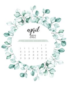 calendario 2022 circulo de folhas abril