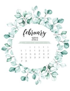 calendario 2022 circulo de folhas fevereiro