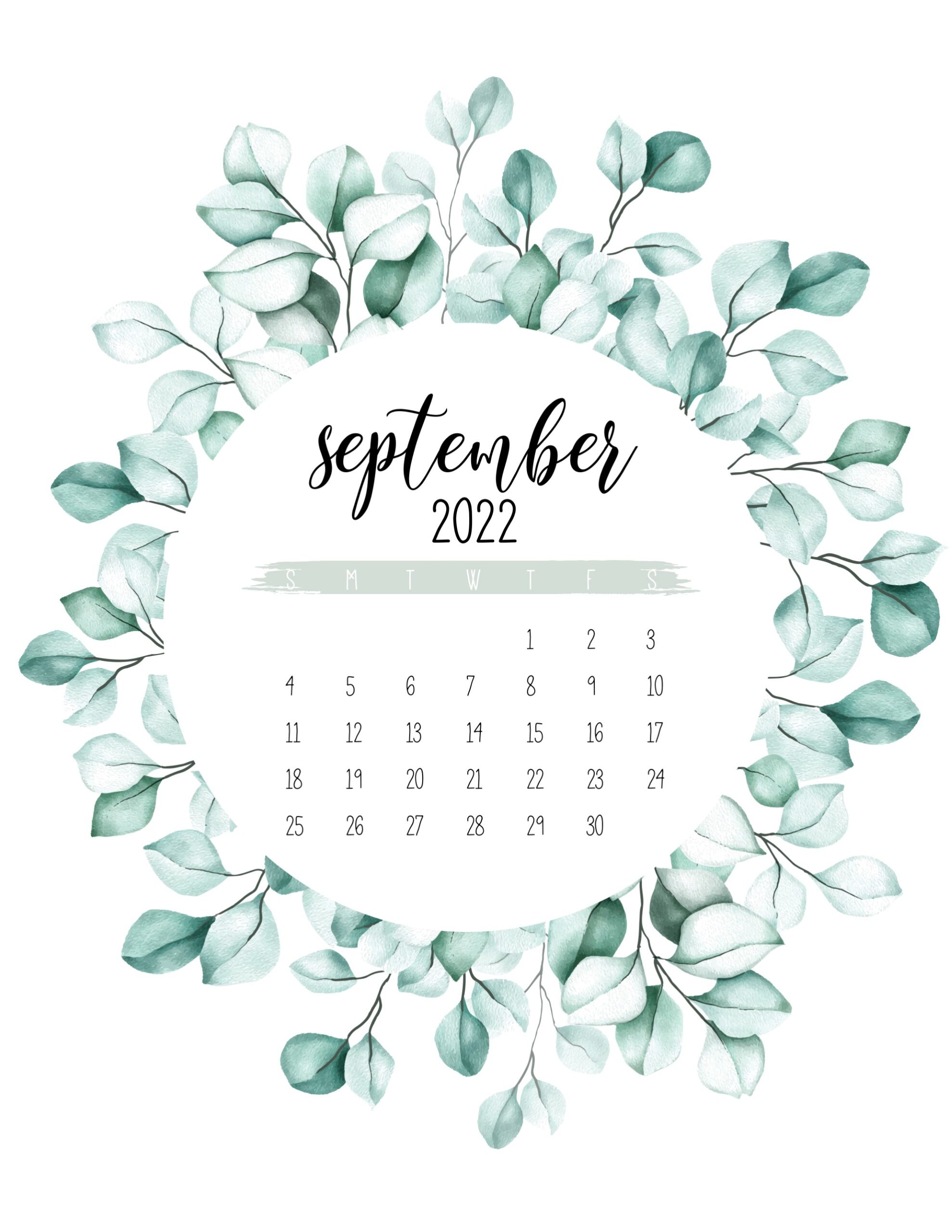 calendario 2022 circulo de folhas setembro