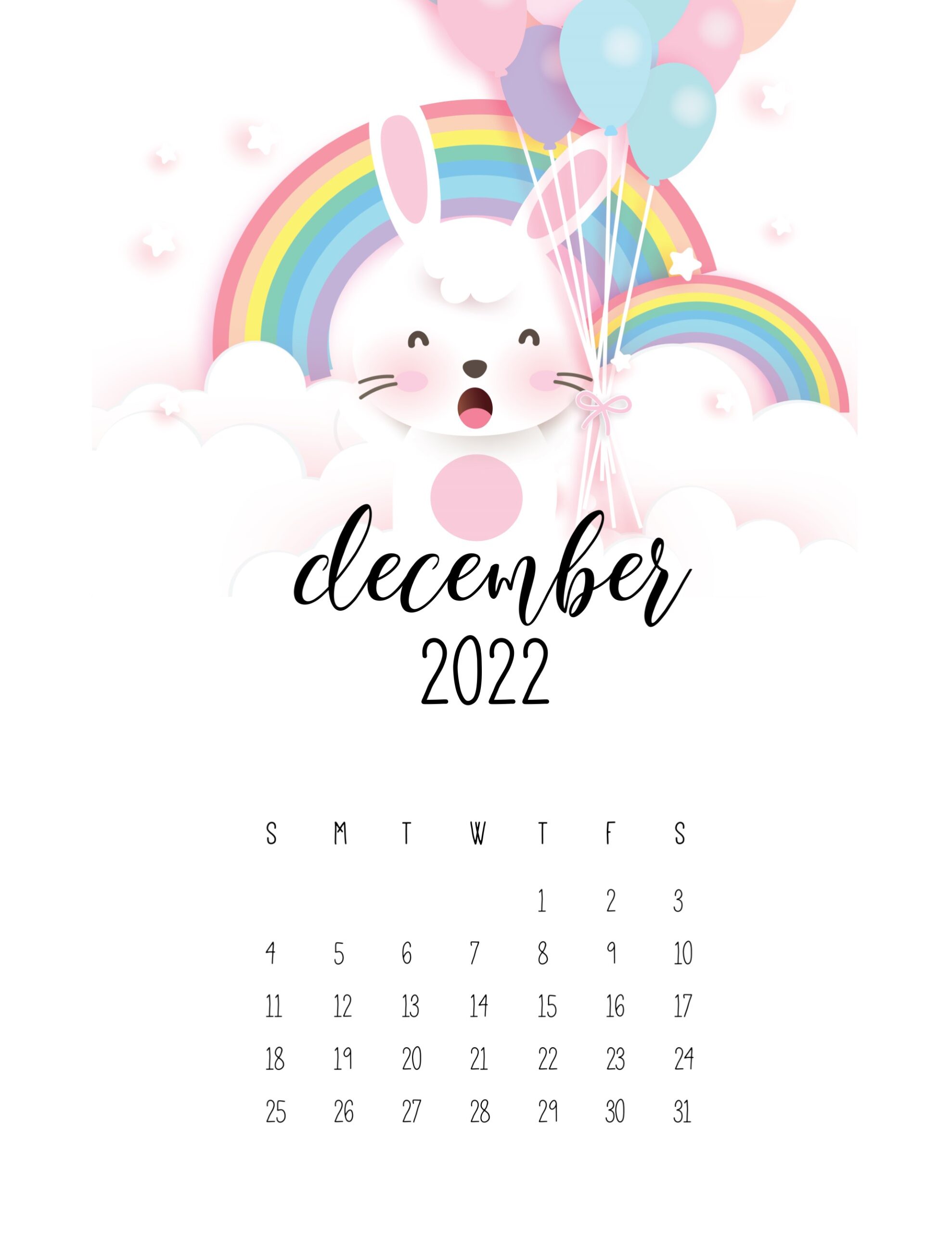 calendario 2022 coelhino dezembro