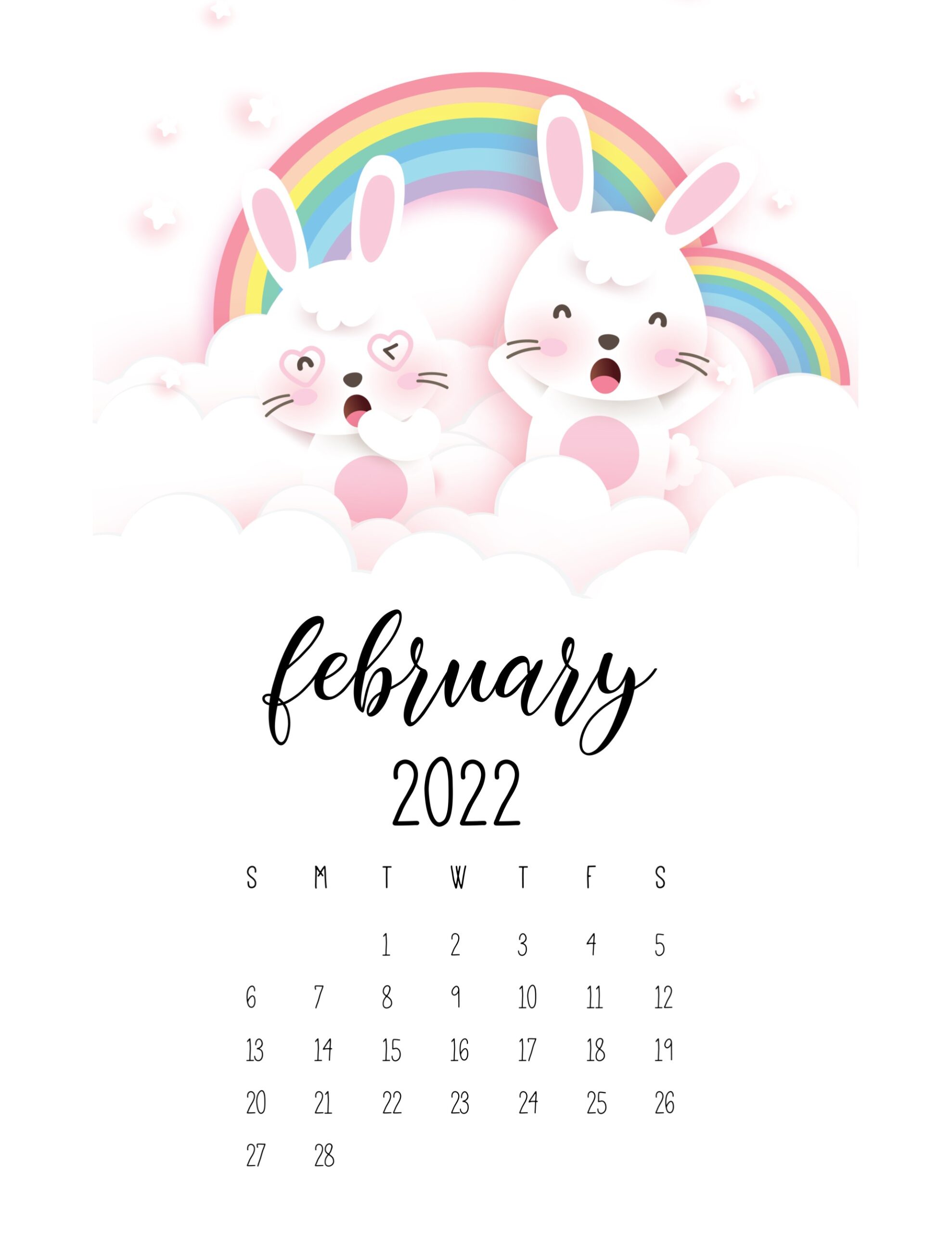 calendario 2022 coelhino fevereiro