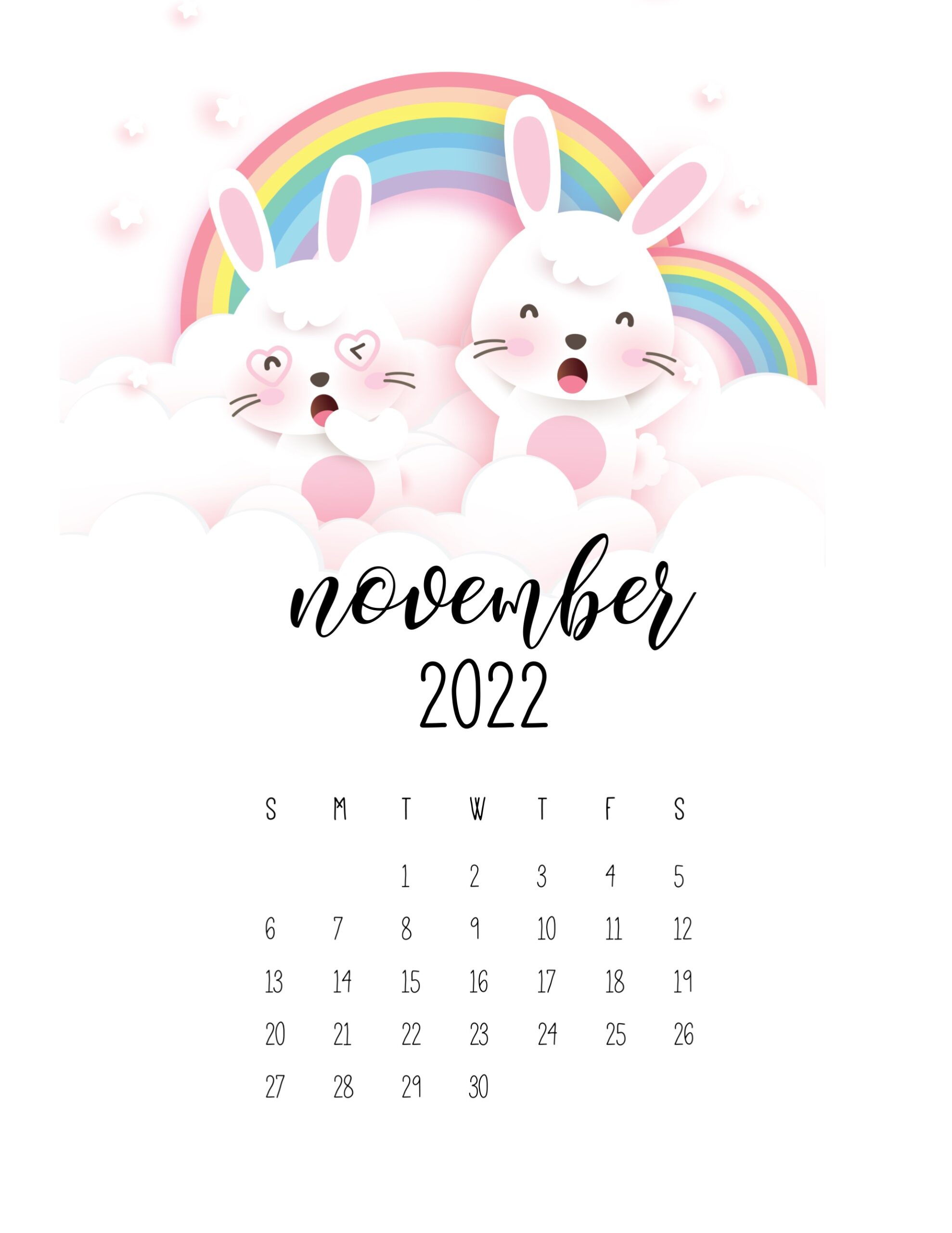 calendario 2022 coelhino novembro