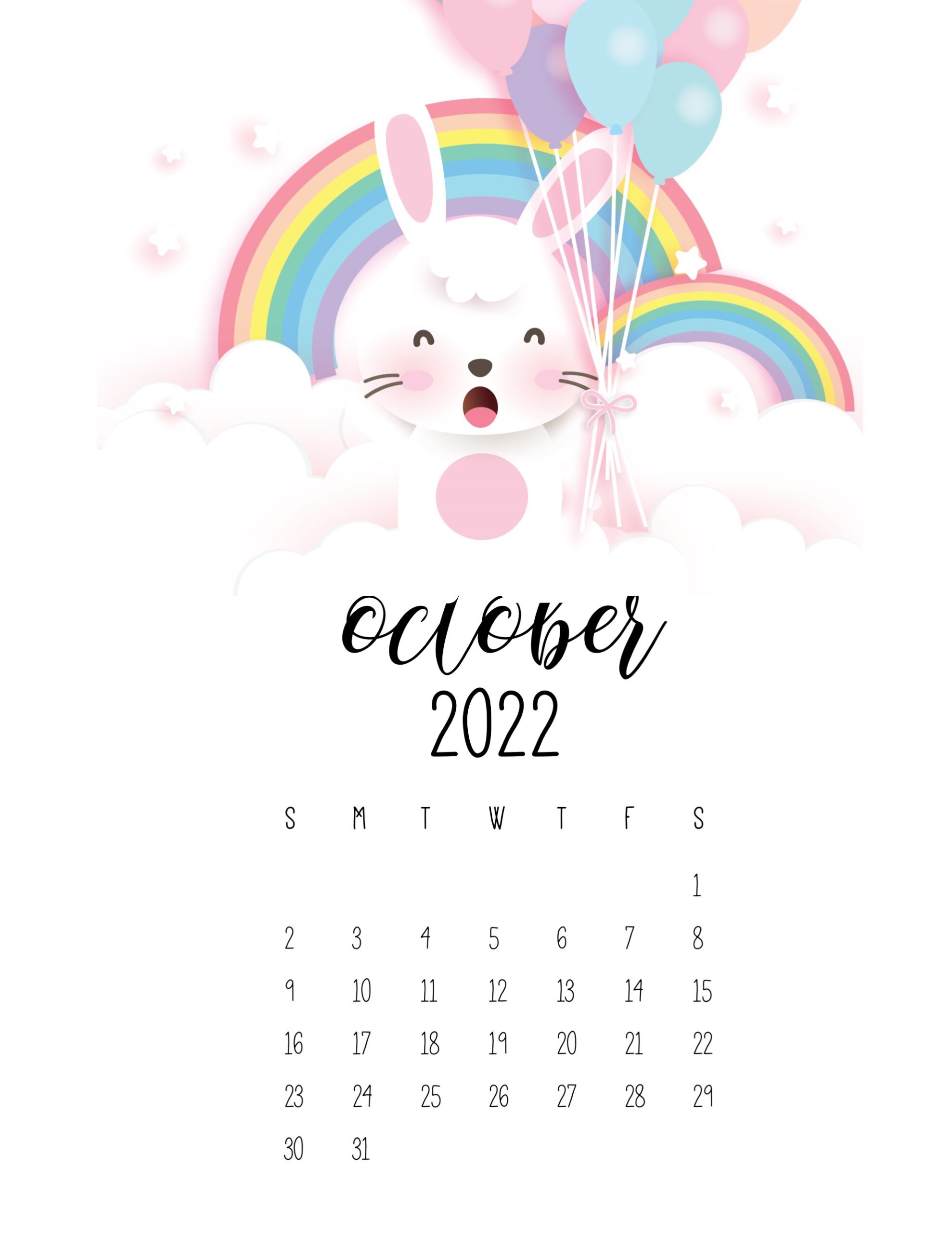 calendario 2022 coelhino outubro