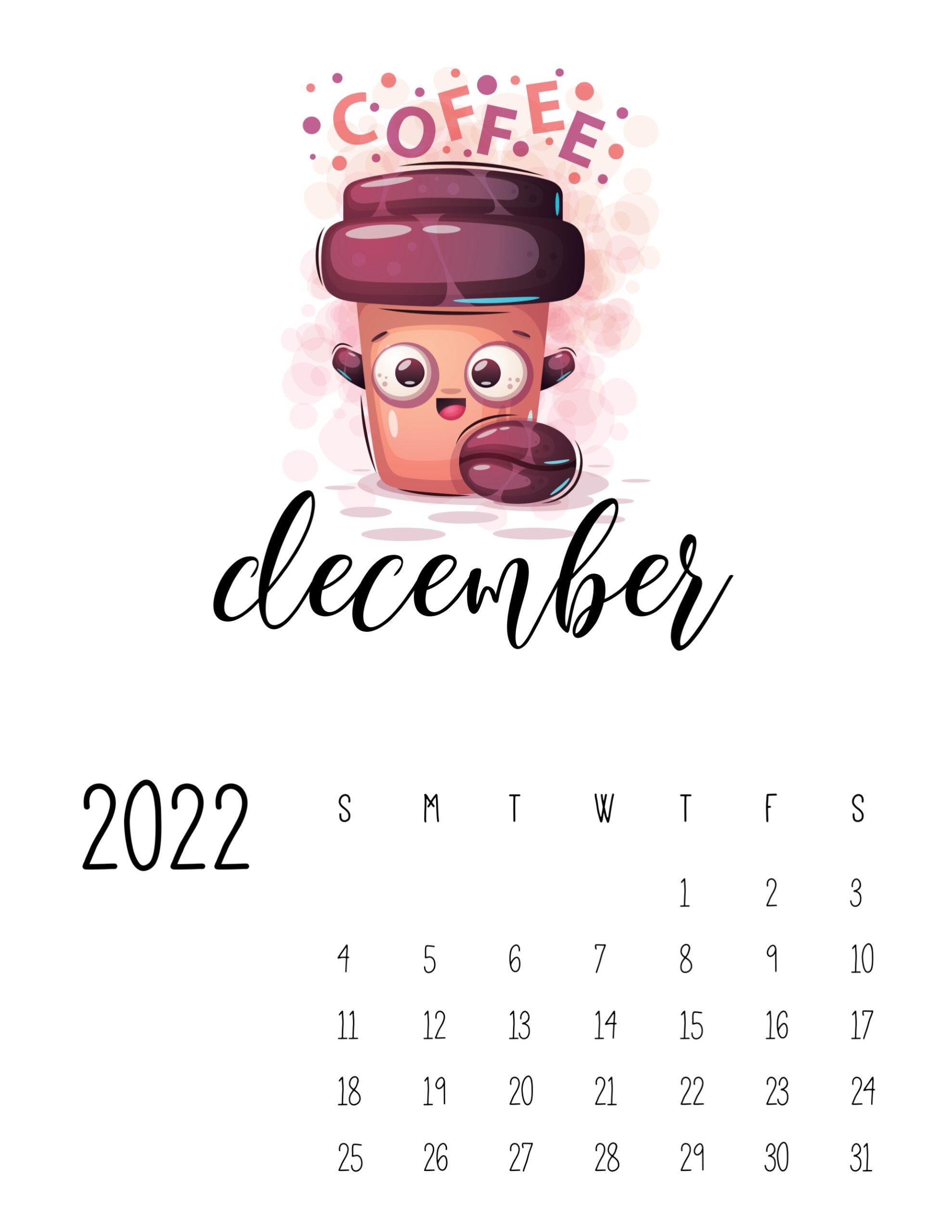 calendario 2022 coffee dezembro