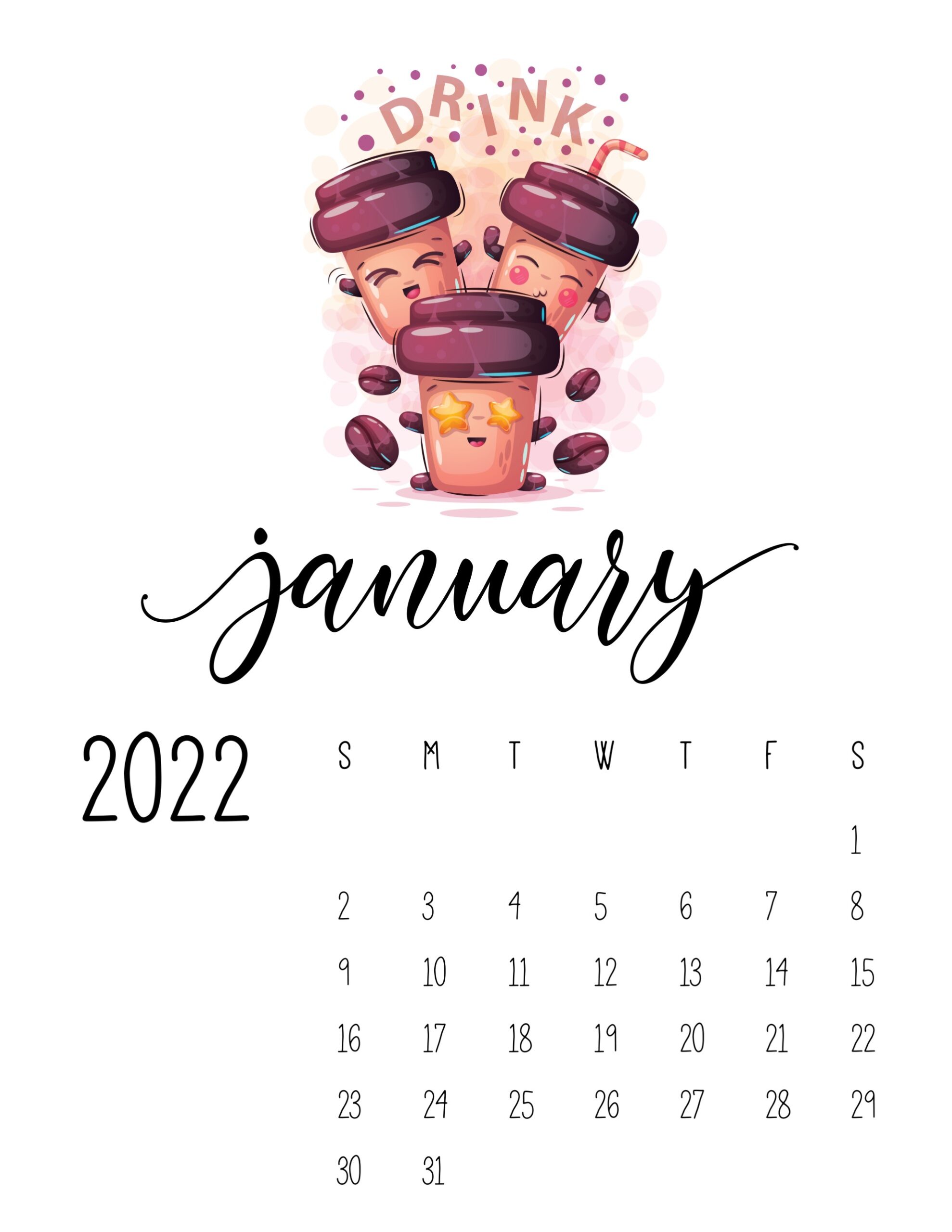 calendario 2022 coffee janeiro