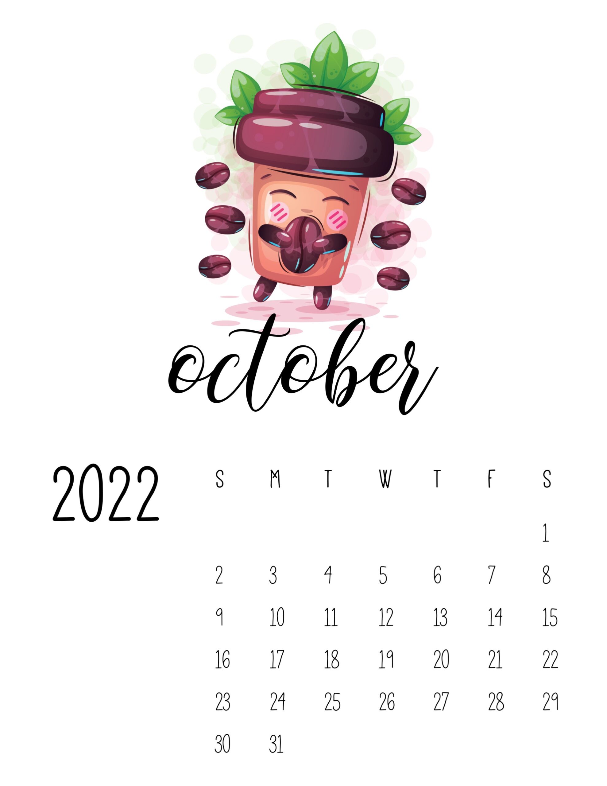 calendario 2022 coffee outubro