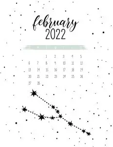 calendario 2022 constelacoes fevereiro