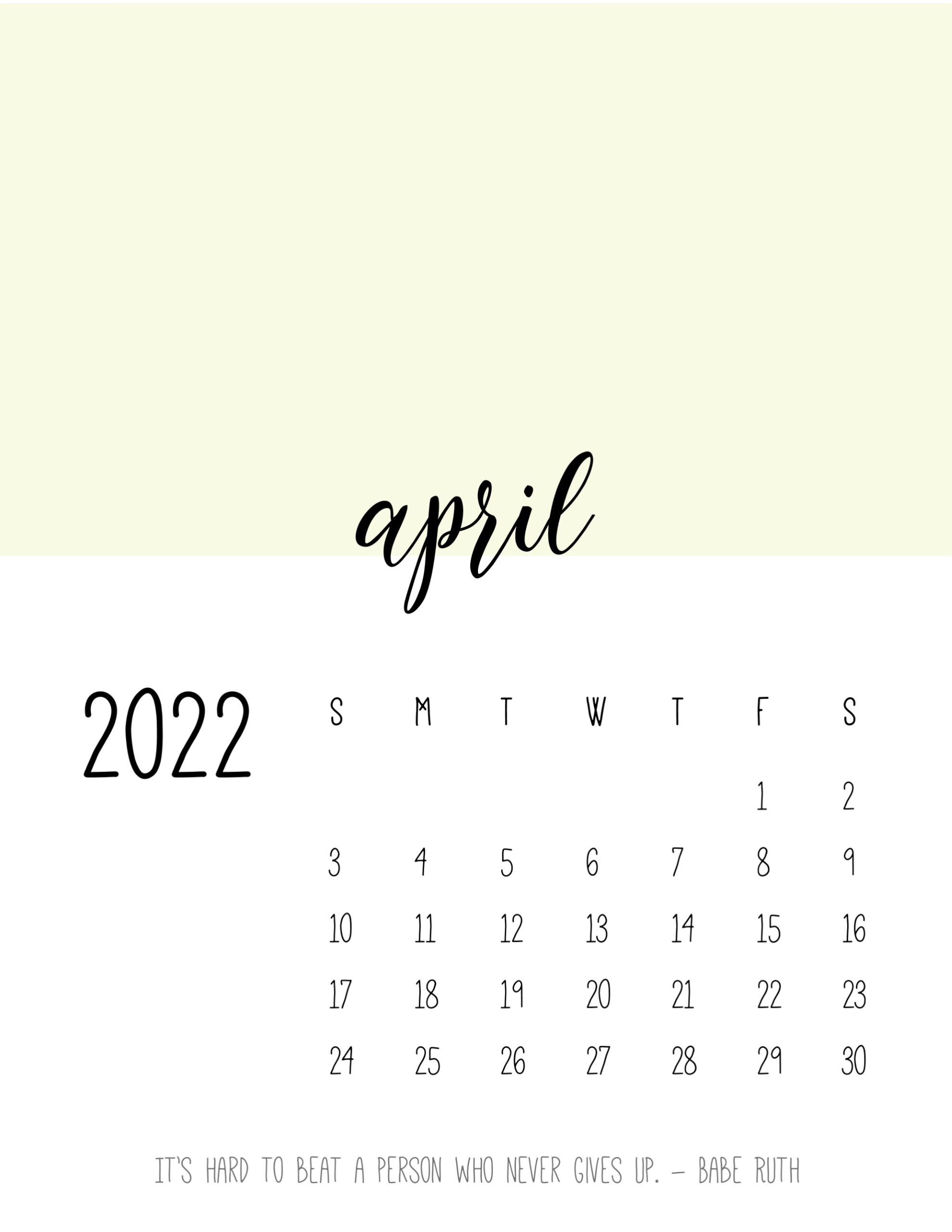 calendario 2022 cores abril