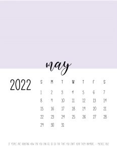 calendario 2022 cores maio