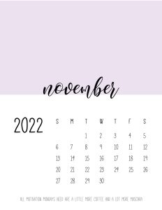 calendario 2022 cores novembro