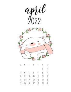 calendario 2022 cute animais abril