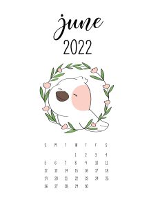 calendario 2022 cute animais junho