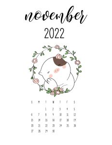 calendario 2022 cute animais novembro