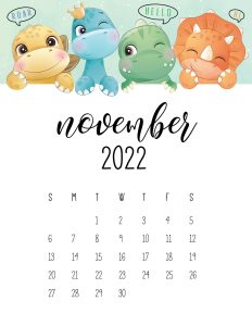 calendario 2022 dino novembro