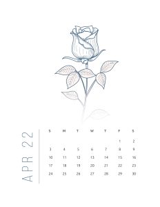 calendario 2022 flores suaves abril 1