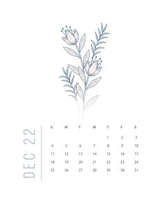 calendario 2022 flores suaves dezembro 1